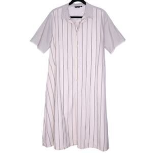 PAS DE CALAIS Skipper Shirtdress Blush Striped Short Sleeve Lagenlook Women's 40